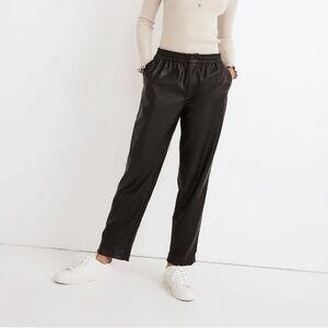 Madewell Vegan Leather Track Trousers Women’s Faux Leather Black Ankle Pants